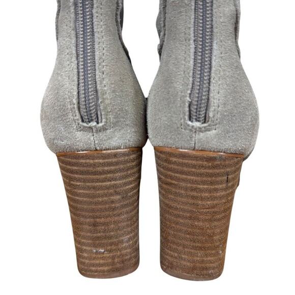 Sbicca Womens Suede Peep Toe Ankle Booties Block High Heels Shoes Beige sz 9 - Picture 11 of 16